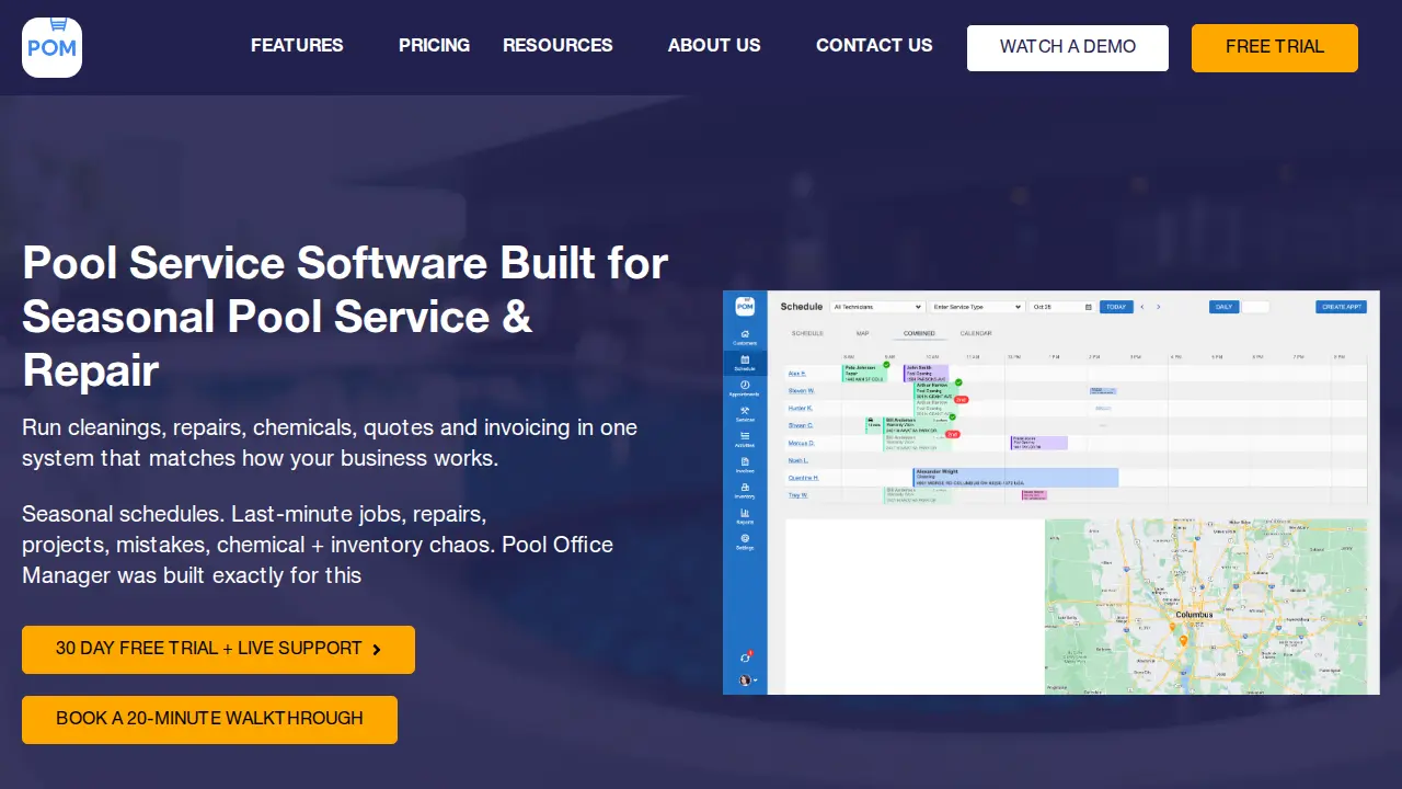 Pool Office Manager website
