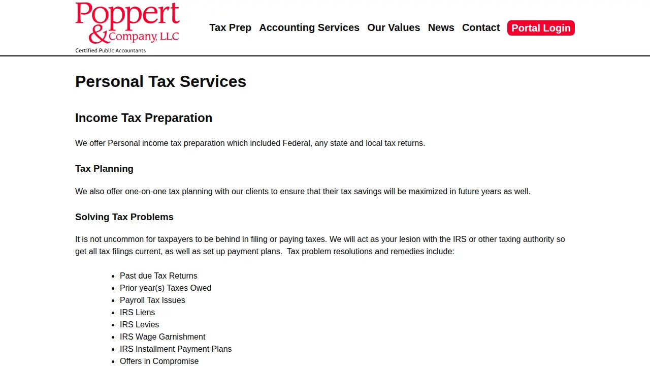 Poppert & Company LLC CPA page
