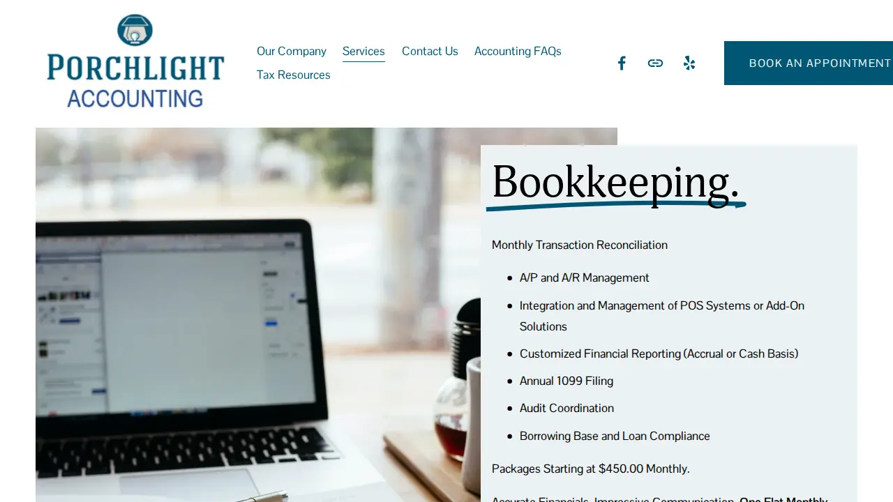 Porchlight Accounting page