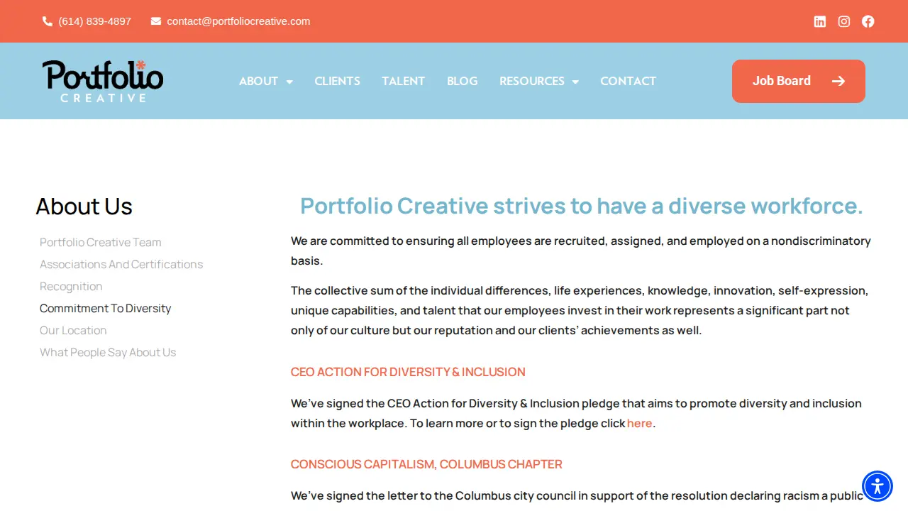 Portfolio Creative page