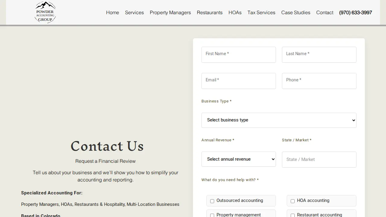Powder Accounting Group page