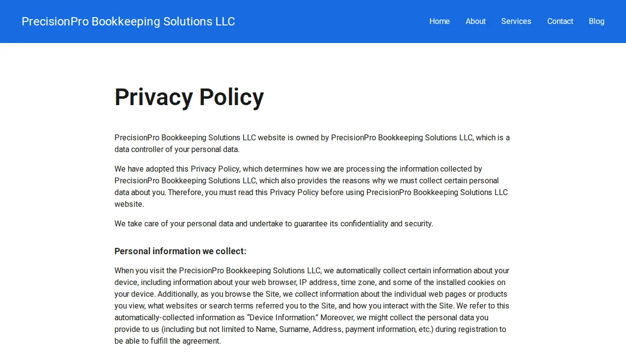 PrecisionPro Bookkeeping Solutions LLC page