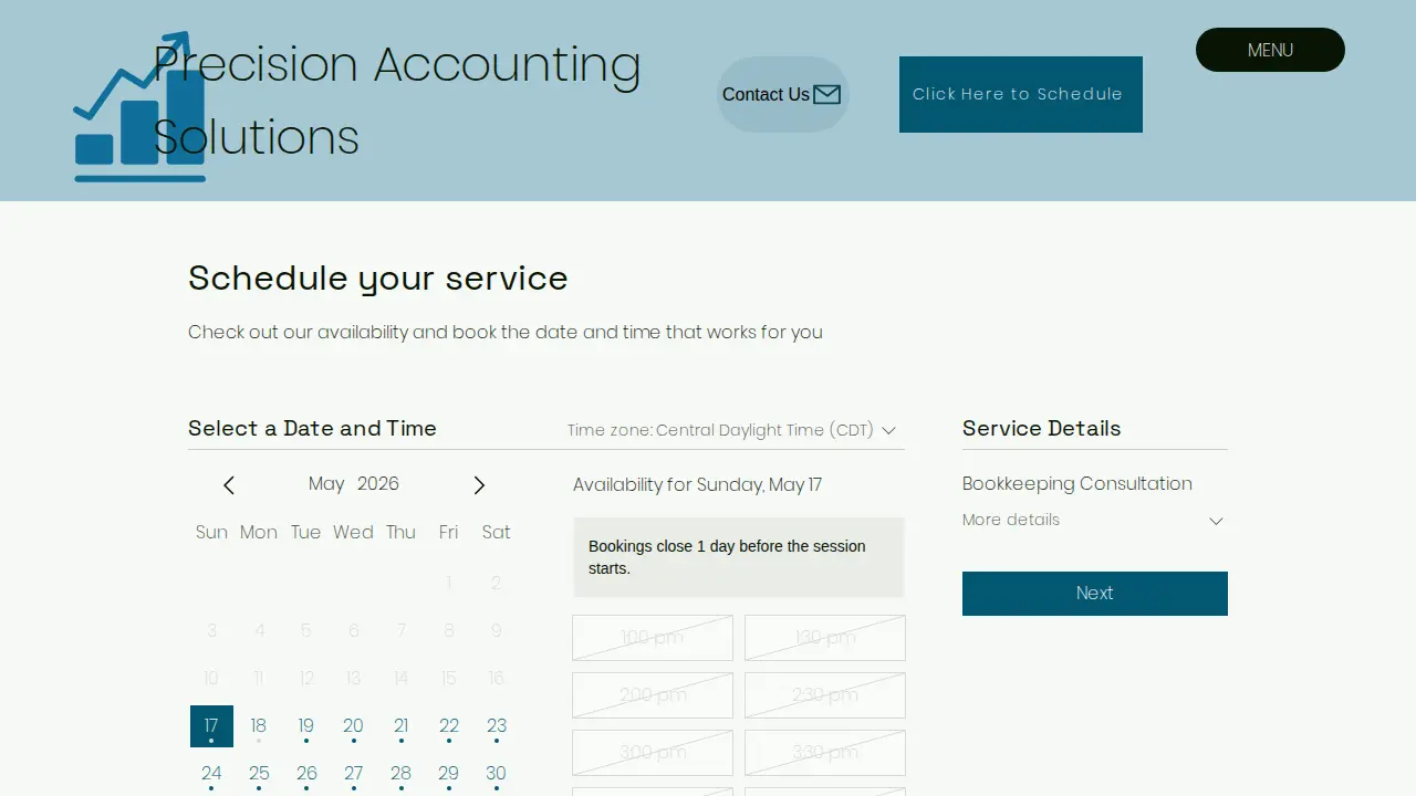 Precision Accounting Solutions page