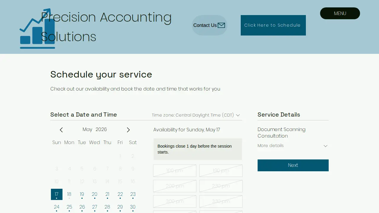 Precision Accounting Solutions page