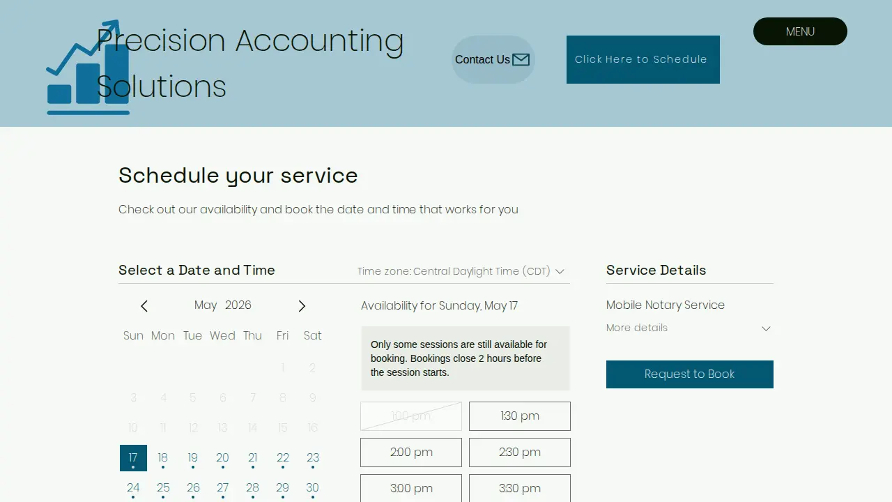 Precision Accounting Solutions page
