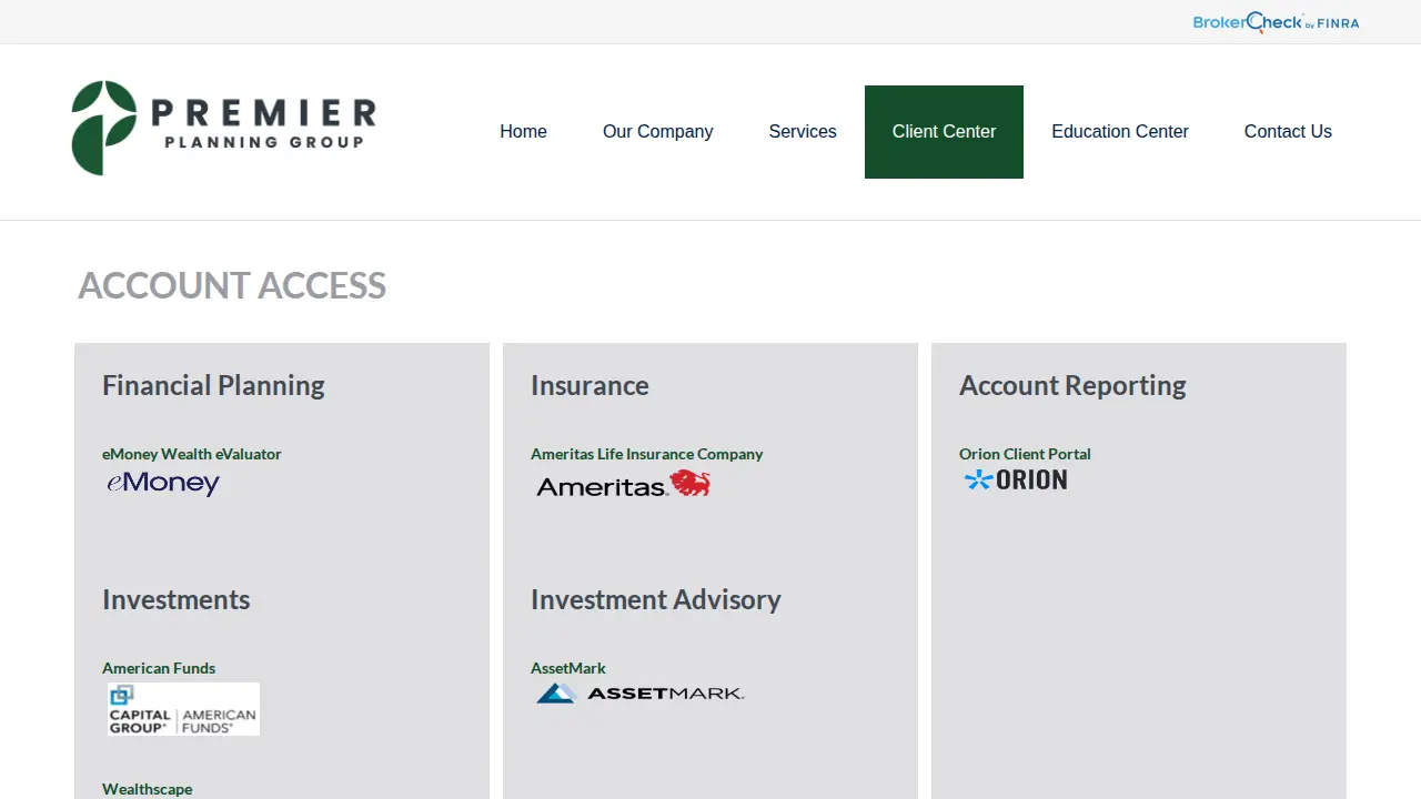Premier Planning Group page