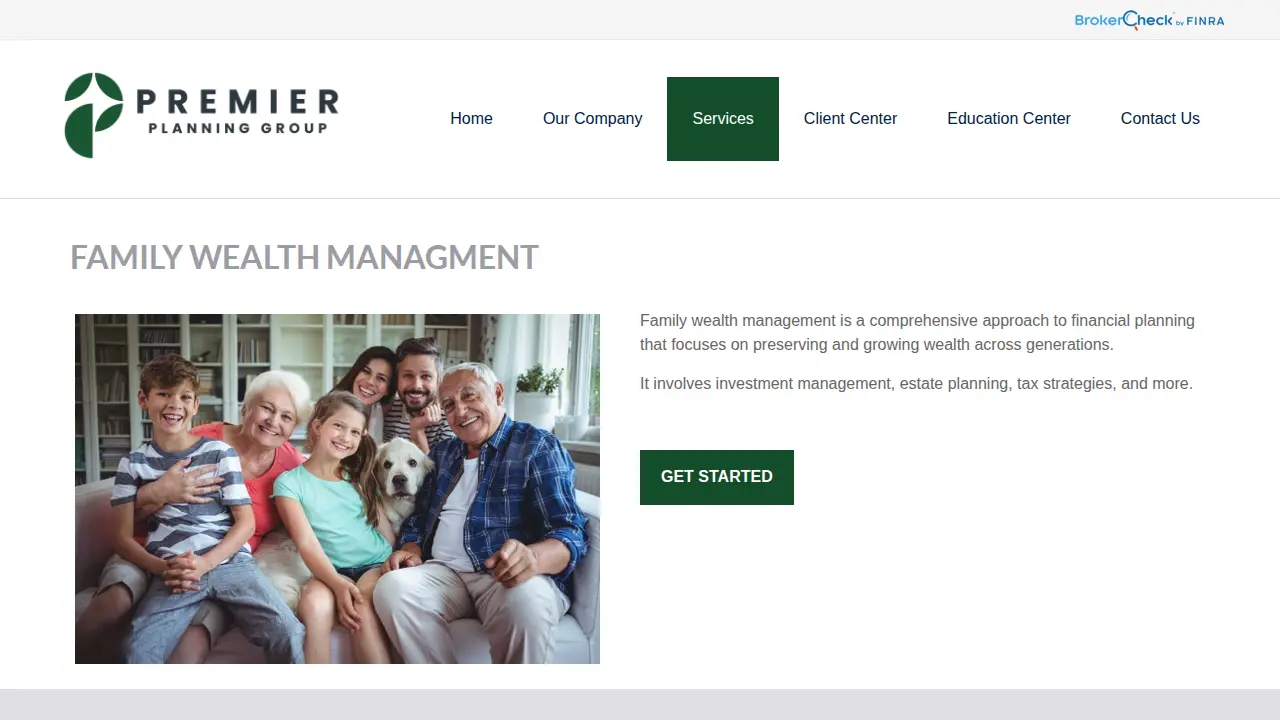 Premier Planning Group page