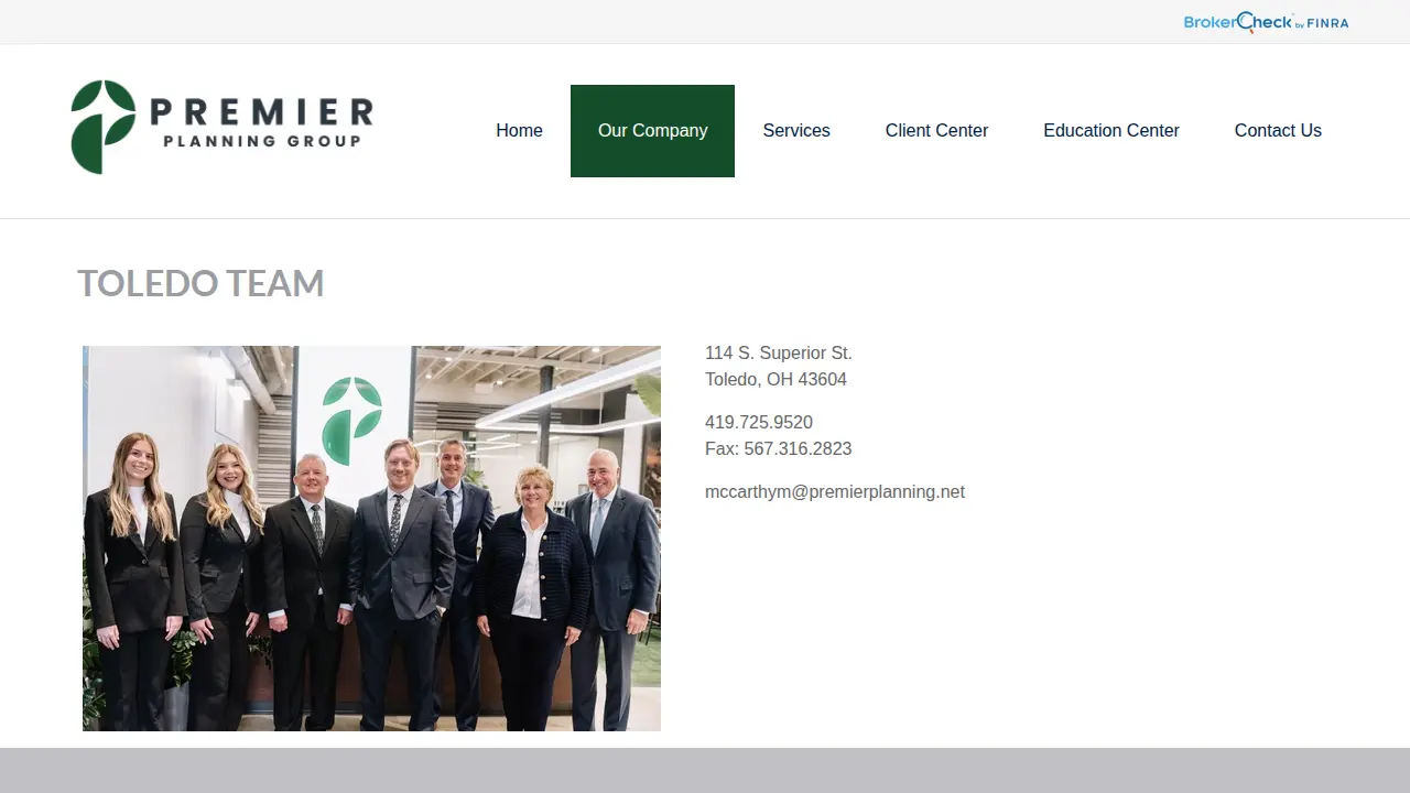 Premier Planning Group page