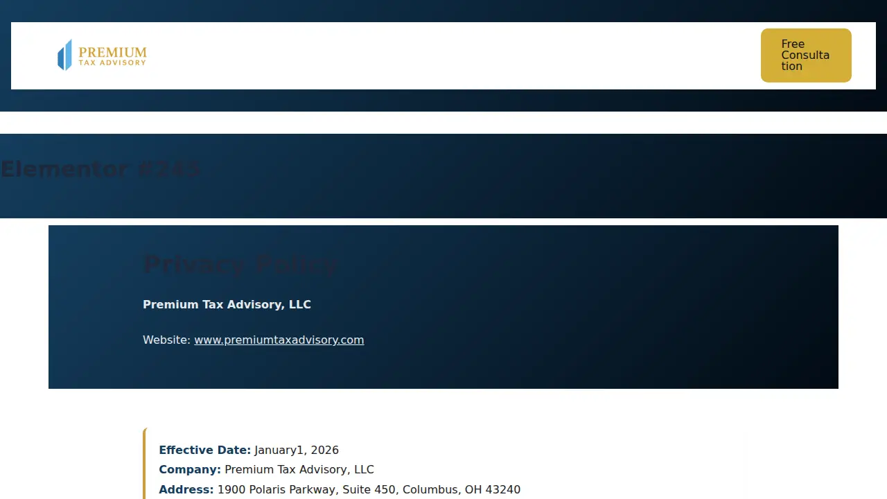 Premium Tax Advisory page