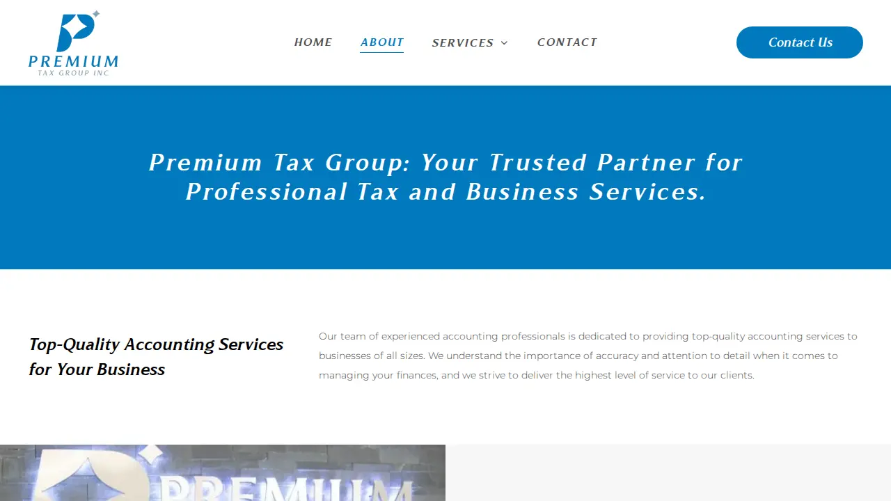 Premium Tax Group | Accountant | Contabilidade | Contador page