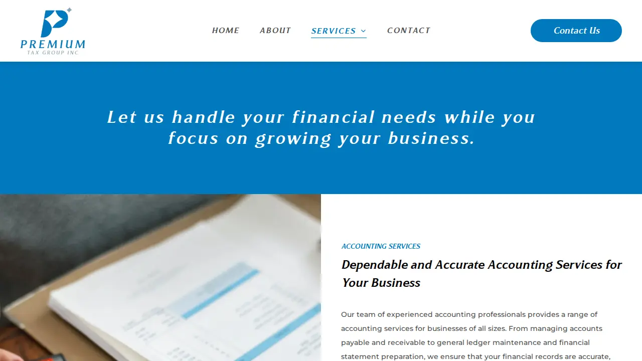 Premium Tax Group | Accountant | Contabilidade | Contador page