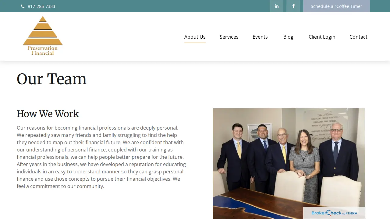 Preservation Financial, LLC page