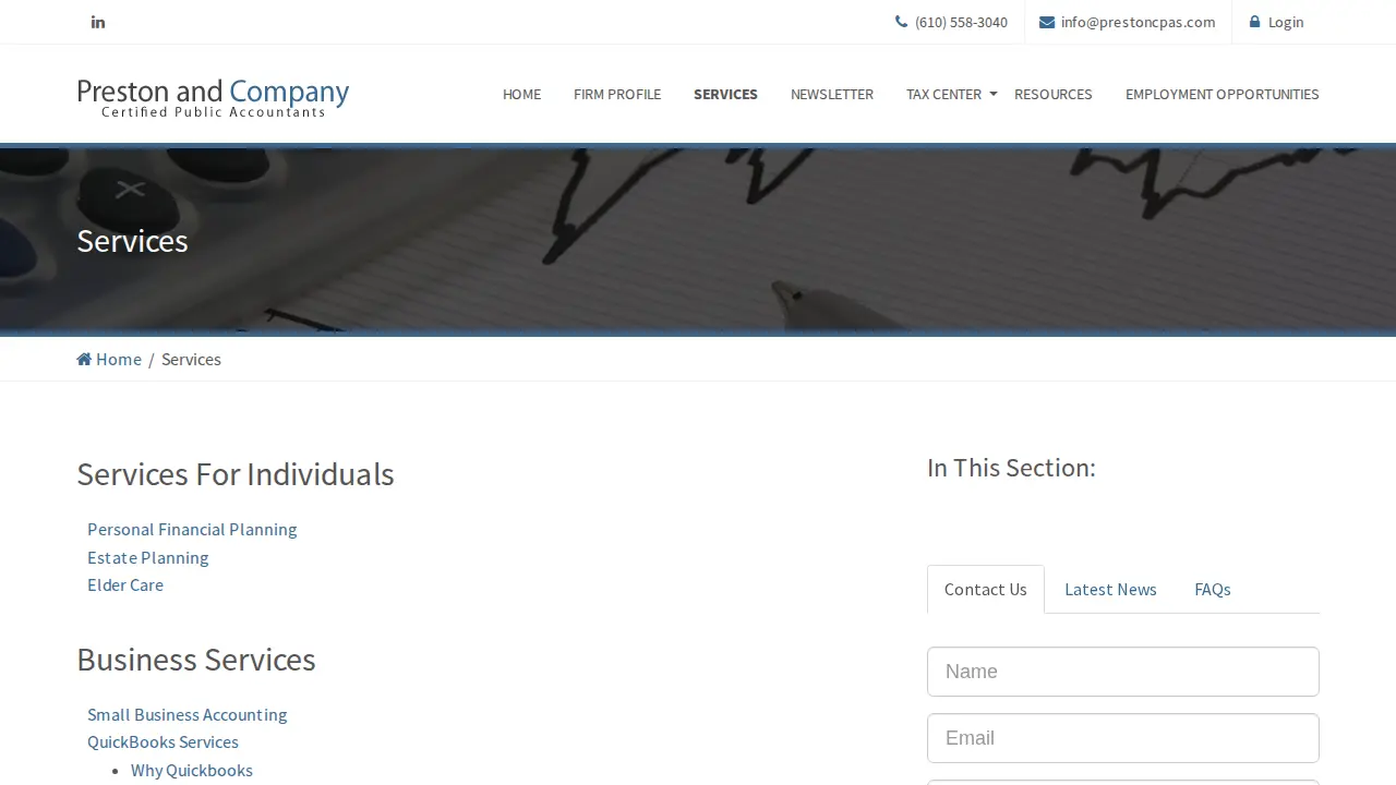 Preston and Company page