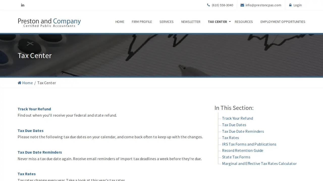 Preston and Company page