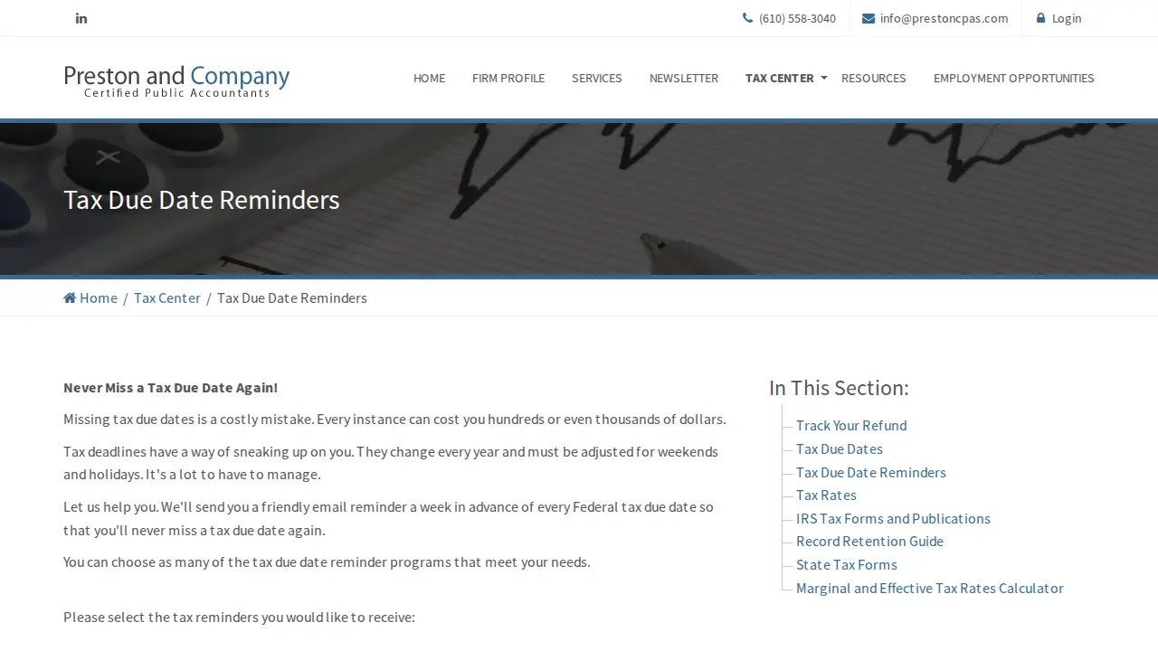 Preston and Company page