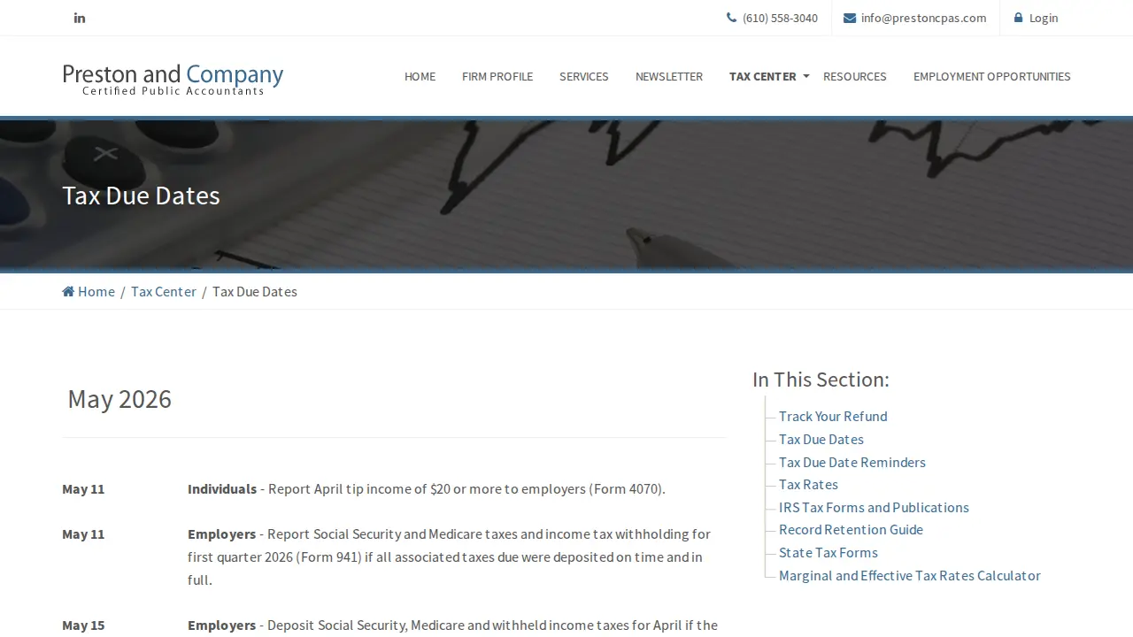 Preston and Company page
