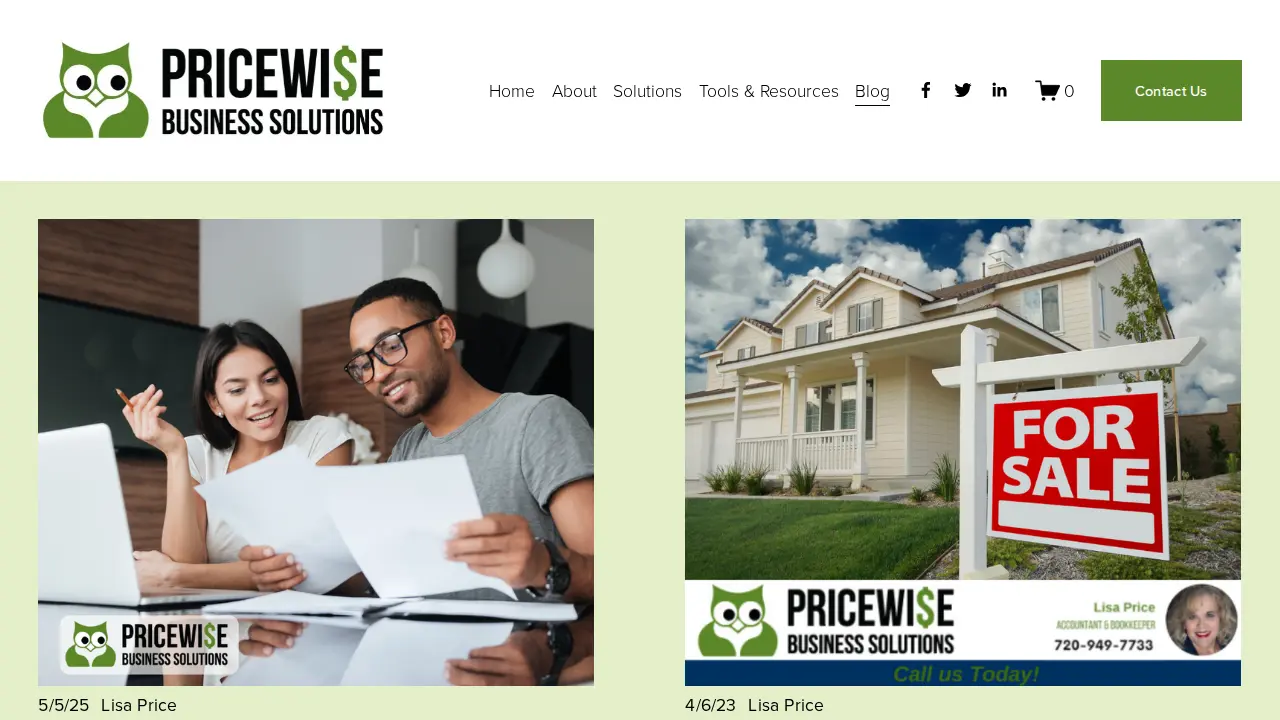 Pricewise Business Solutions page