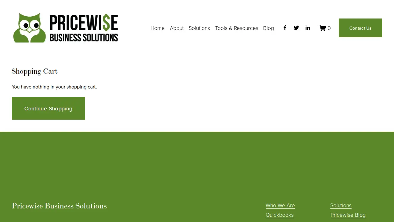 Pricewise Business Solutions page