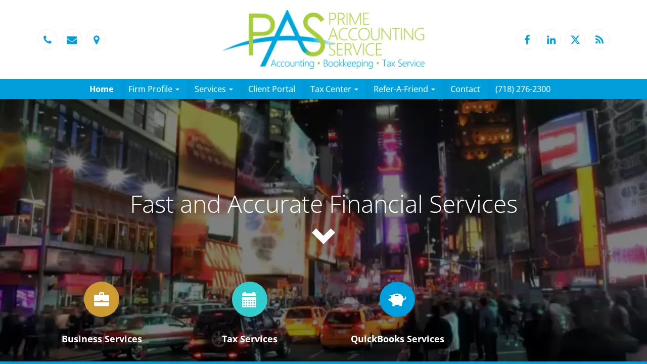 Prime Accounting Service page