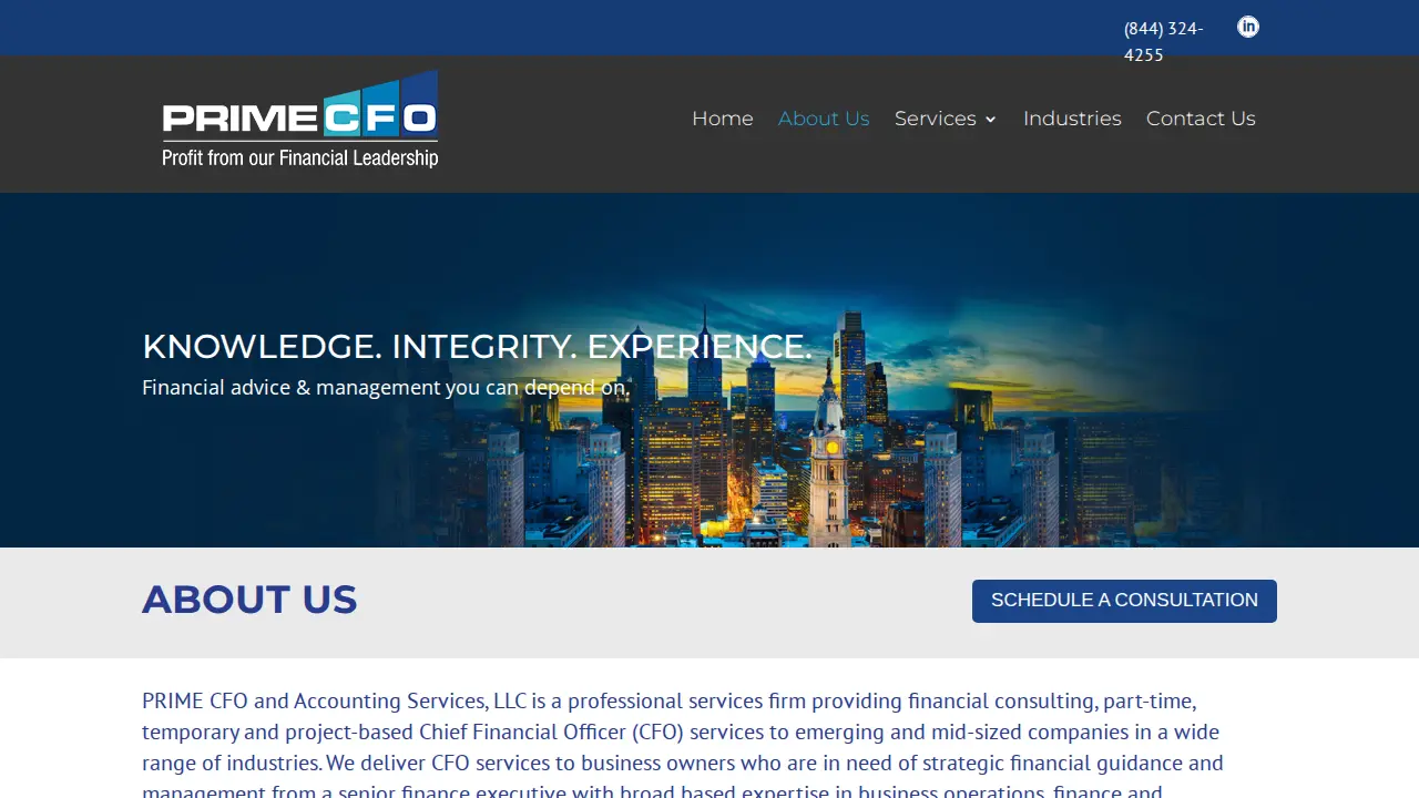 Prime CFO Services page