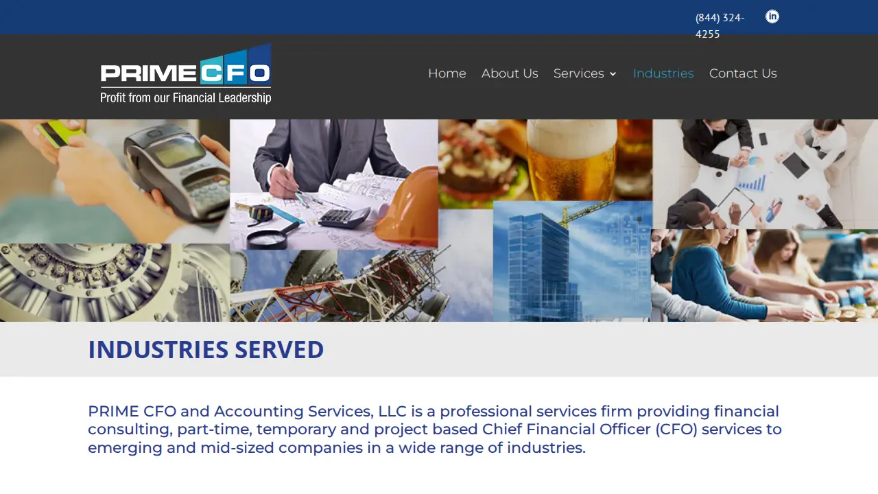 Prime CFO Services page