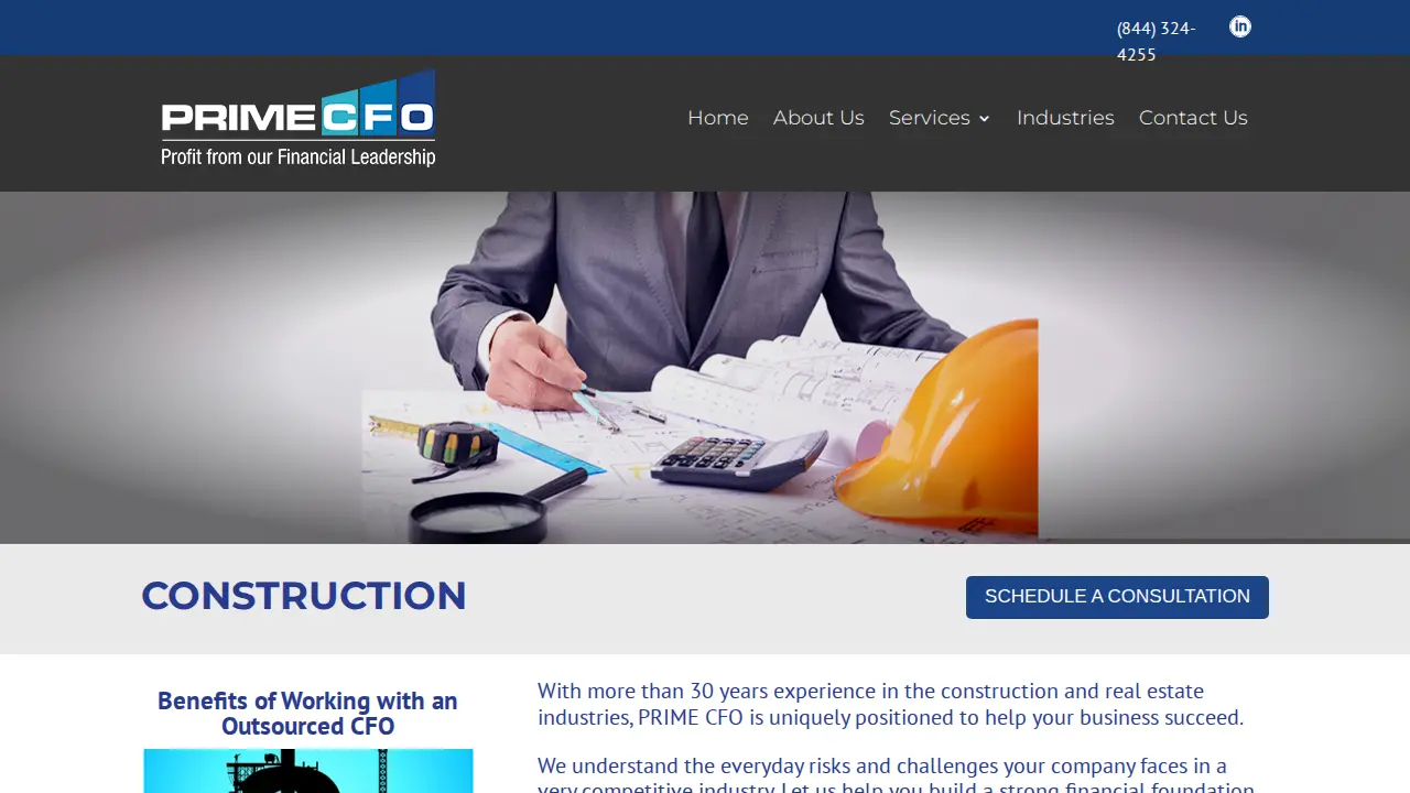 Prime CFO Services page