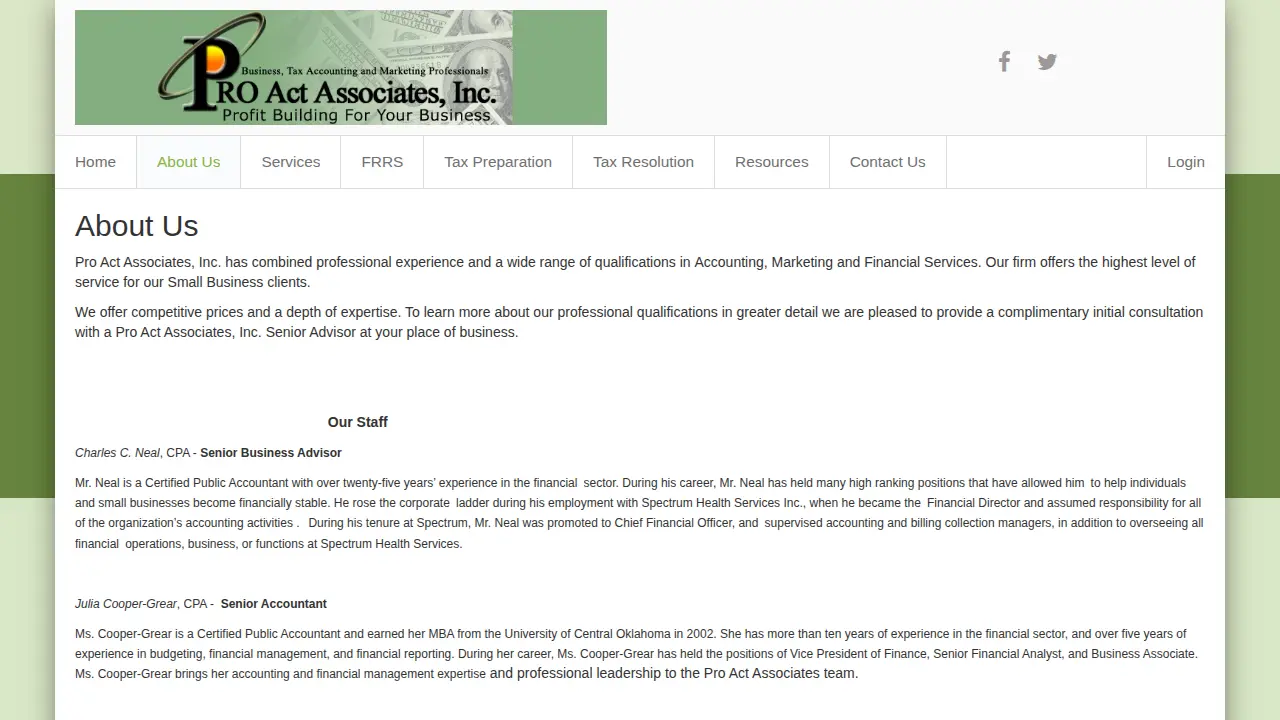 Pro Act Associates, Inc. page