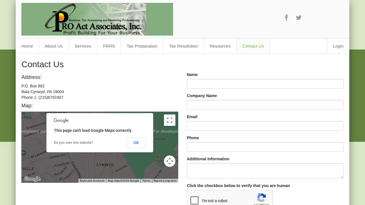 Pro Act Associates, Inc. page