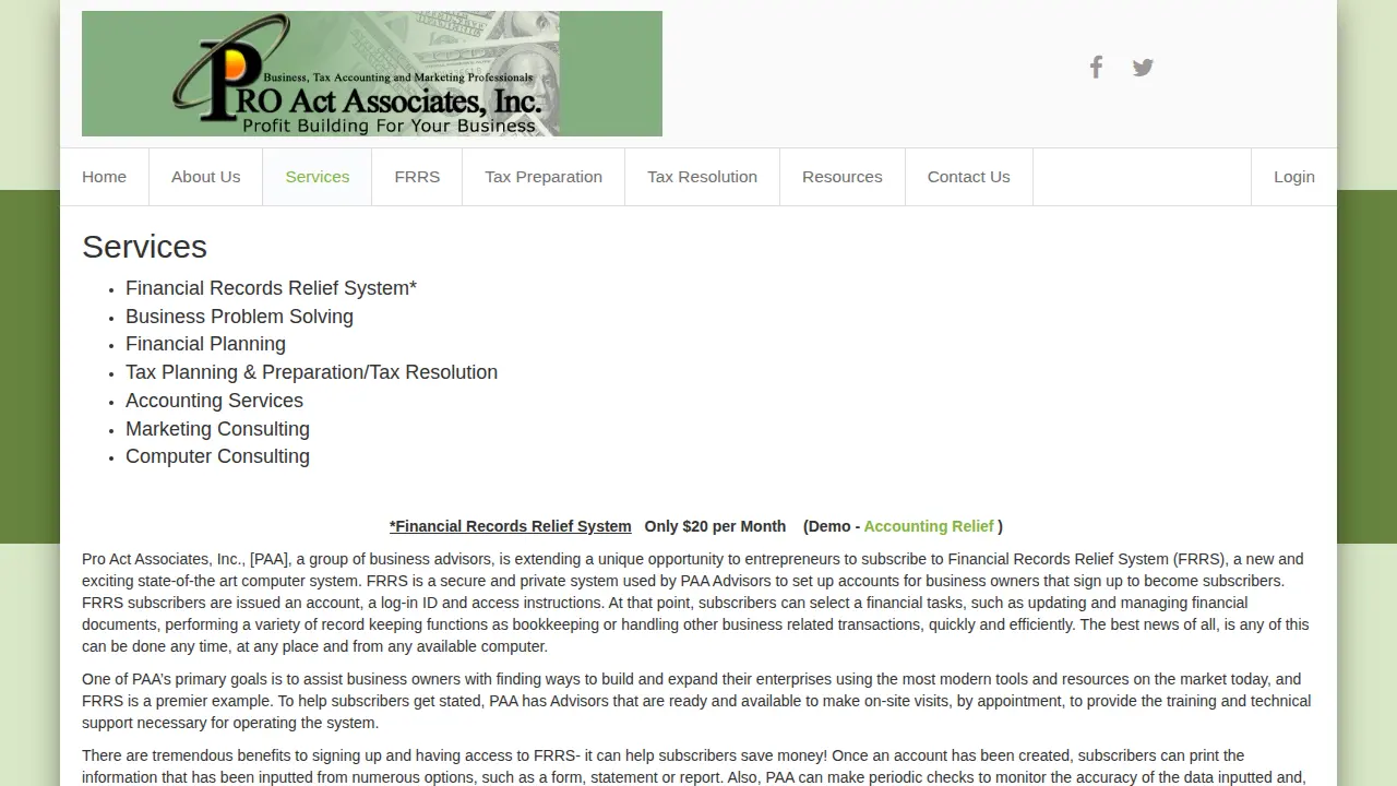 Pro Act Associates, Inc. page