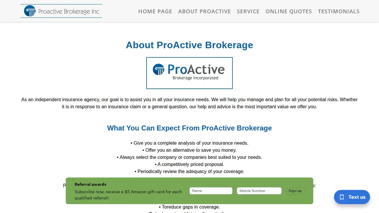Proactive Brokerage Inc page