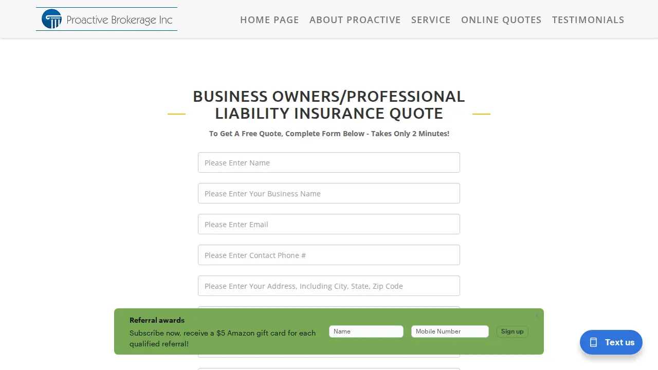 Proactive Brokerage Inc page
