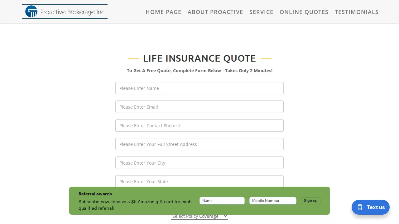 Proactive Brokerage Inc page