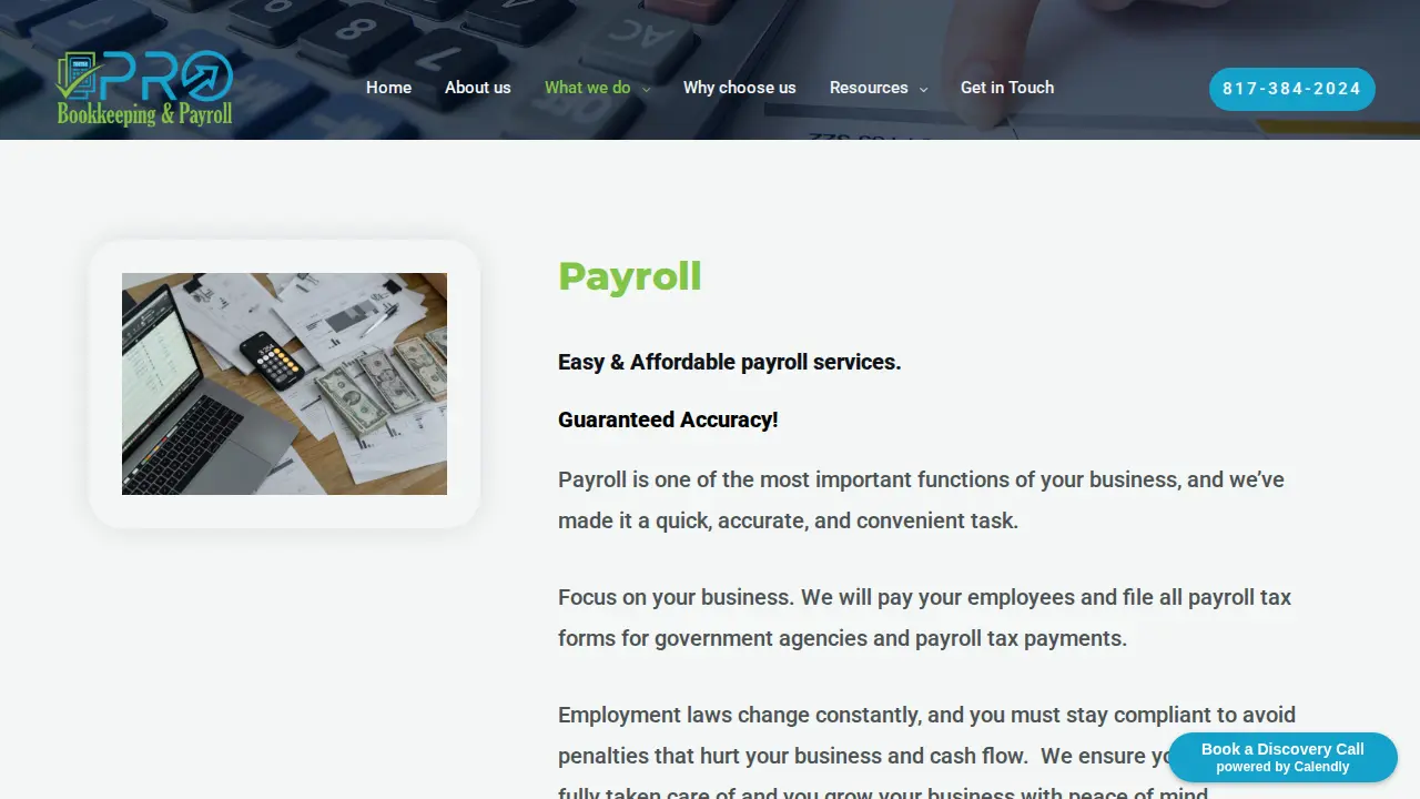 Pro Bookkeeping & Payroll page