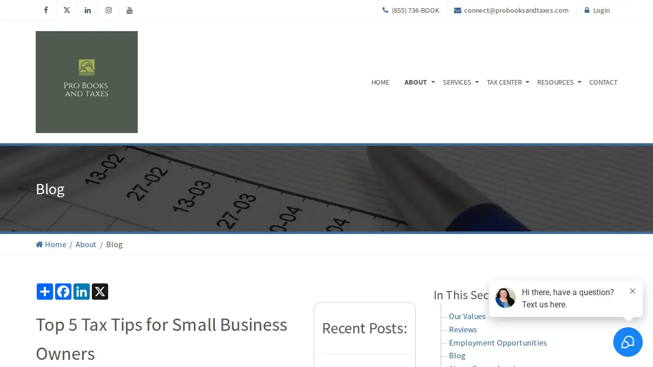 Professional Bookkeeping & Tax Assistants page