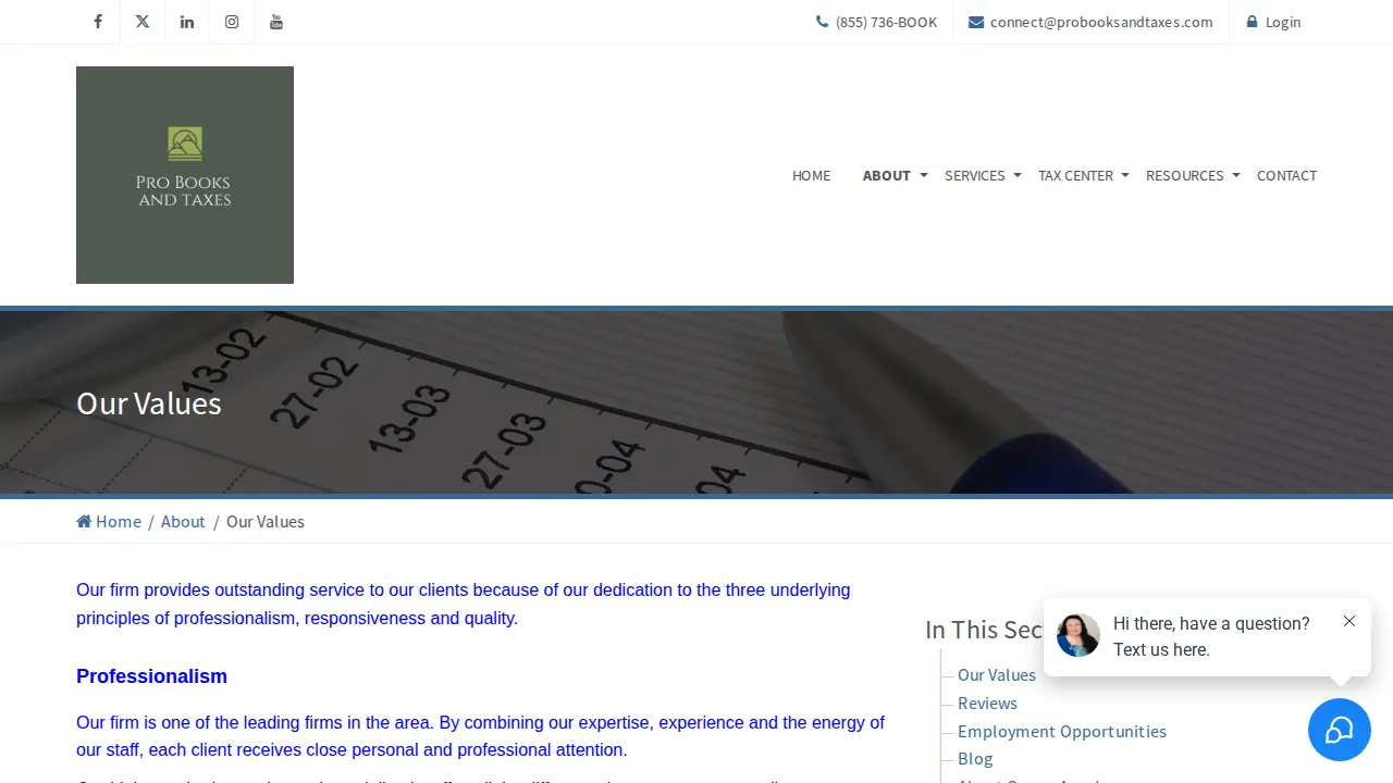 Professional Bookkeeping & Tax Assistants page