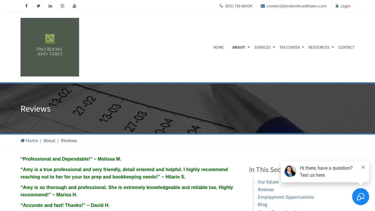 Professional Bookkeeping & Tax Assistants page