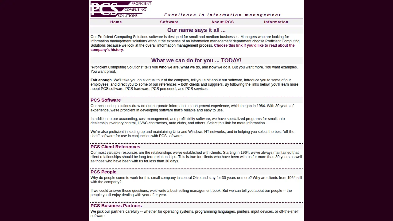 Proficient Computing Solutions website