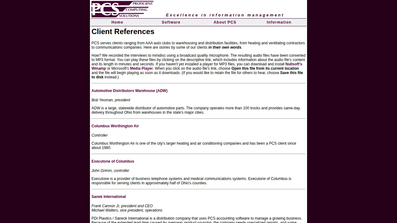 Proficient Computing Solutions page