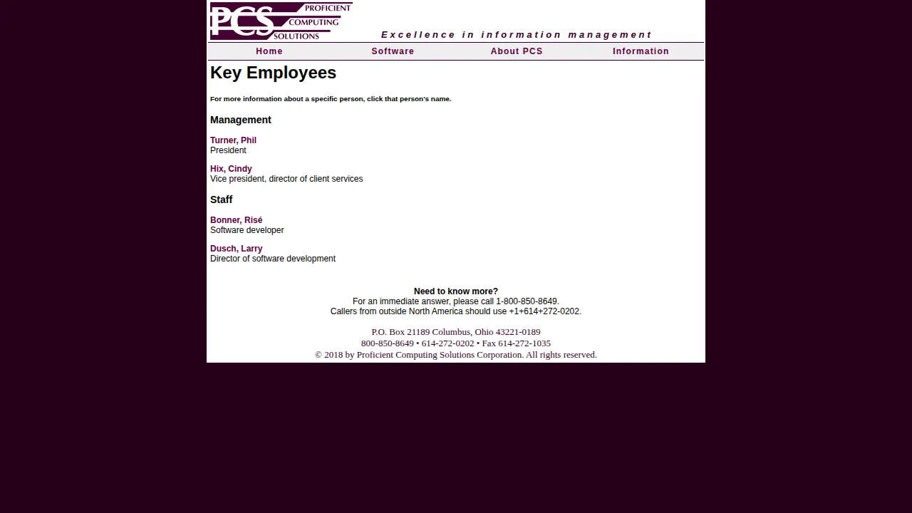 Proficient Computing Solutions page