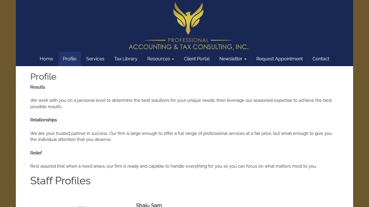 Professional Accounting & Tax Consulting, Inc. page