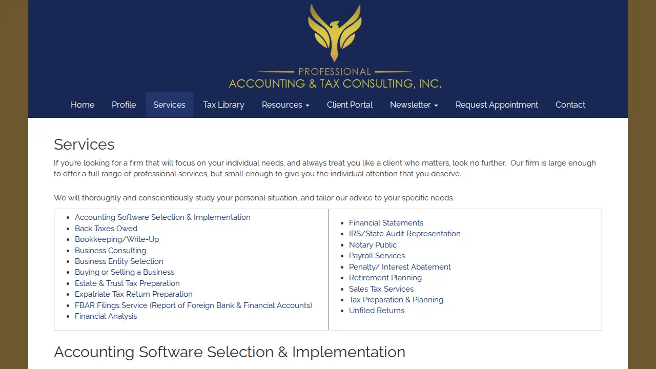 Professional Accounting & Tax Consulting, Inc. page