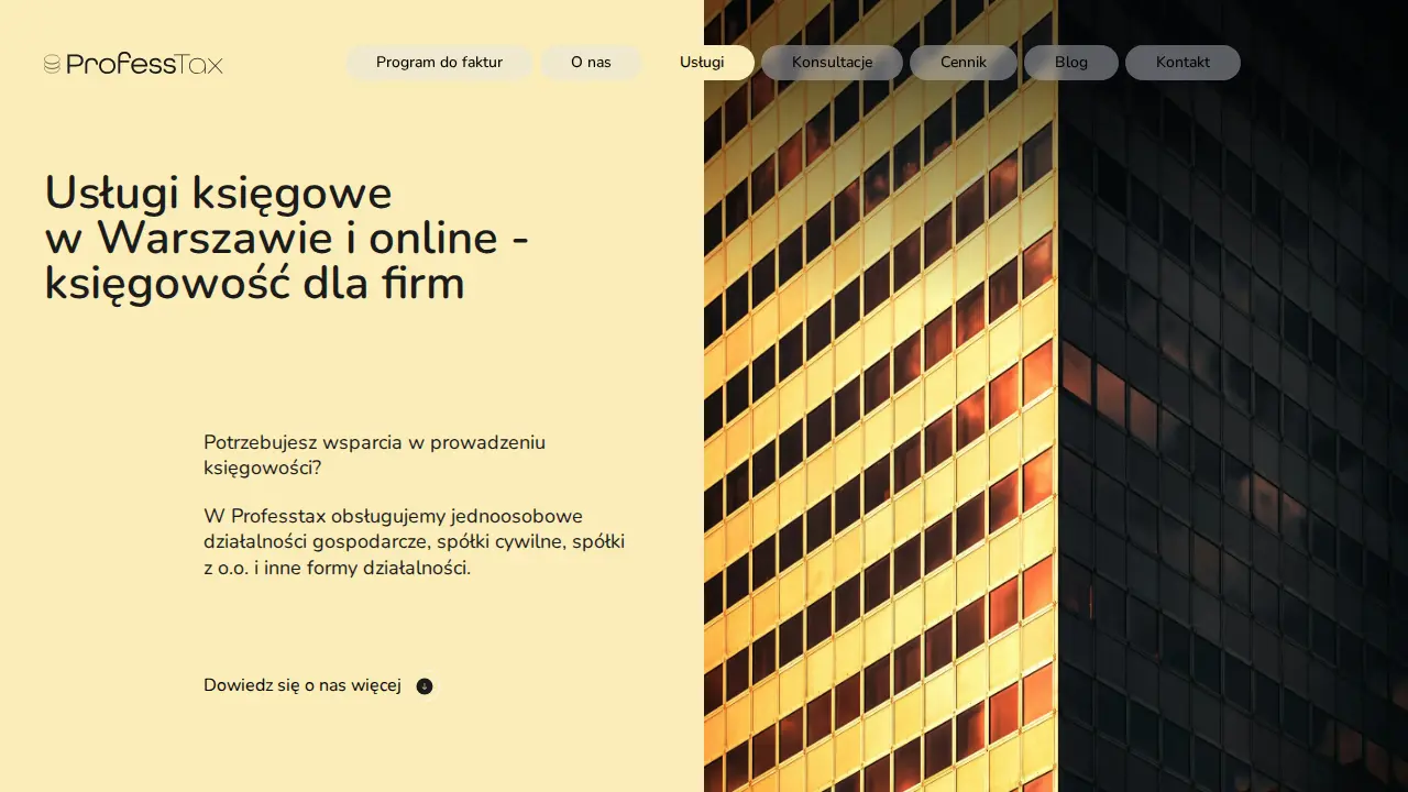Biuro Rachunkowe Professtax page