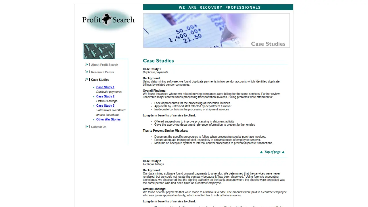 Profit Search Inc page