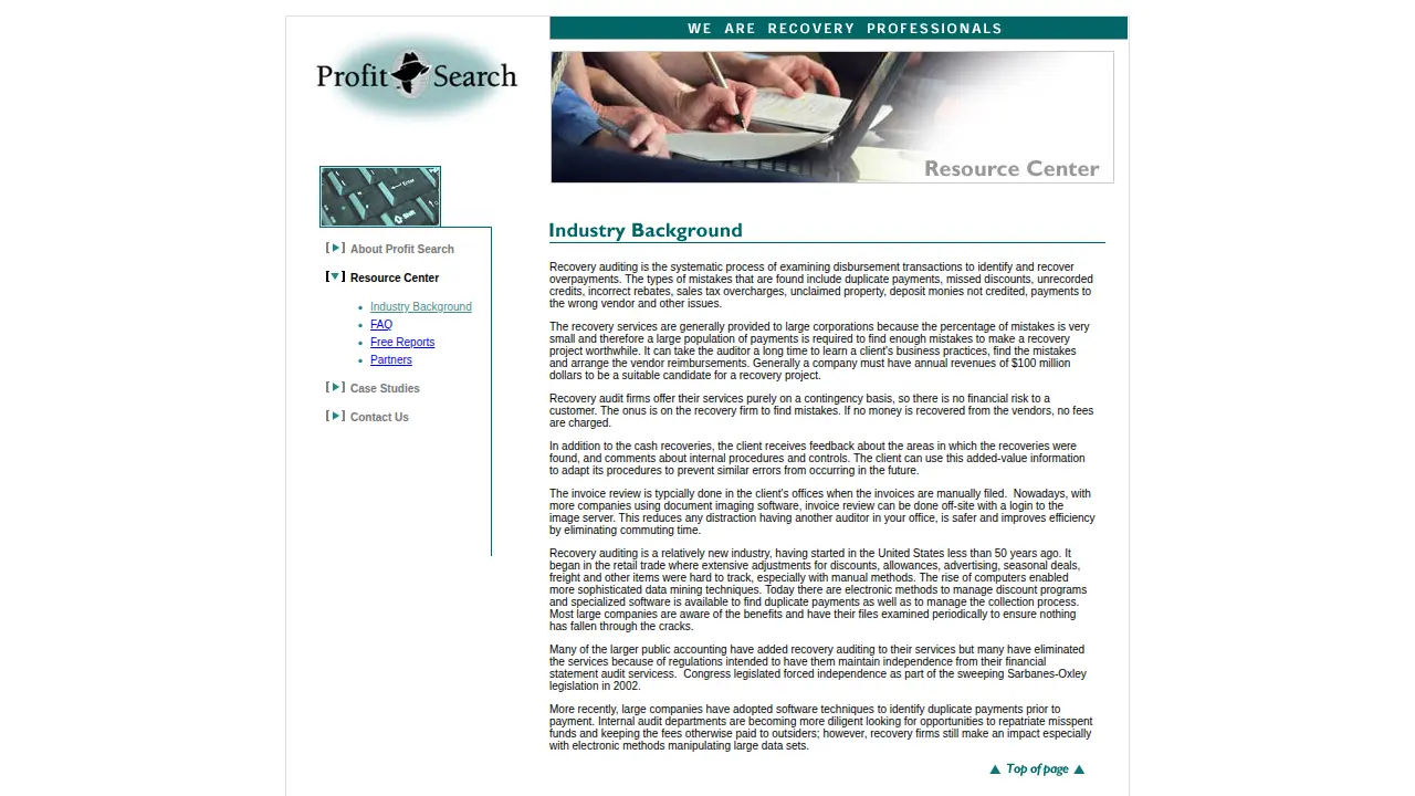 Profit Search Inc page