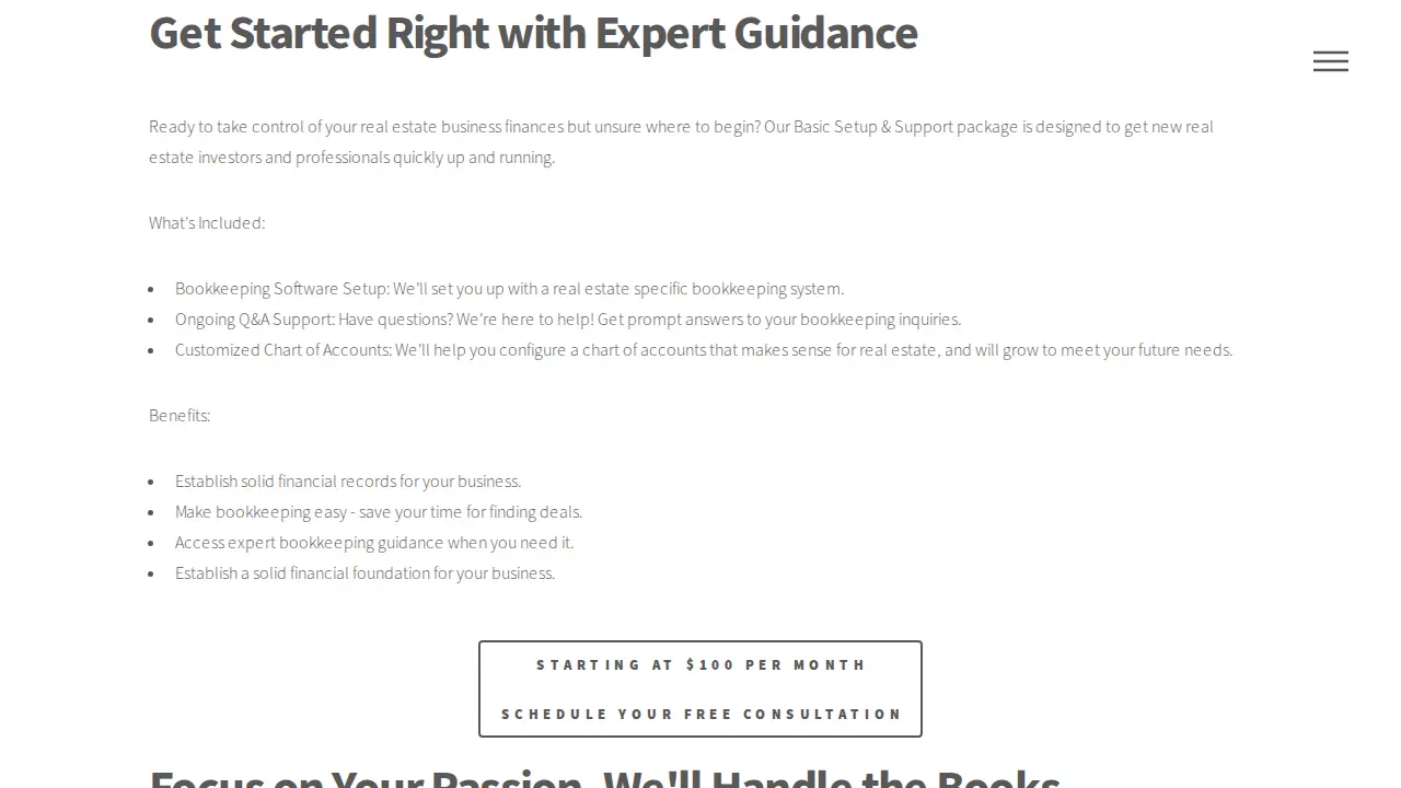 Profit Trail Bookkeeping page