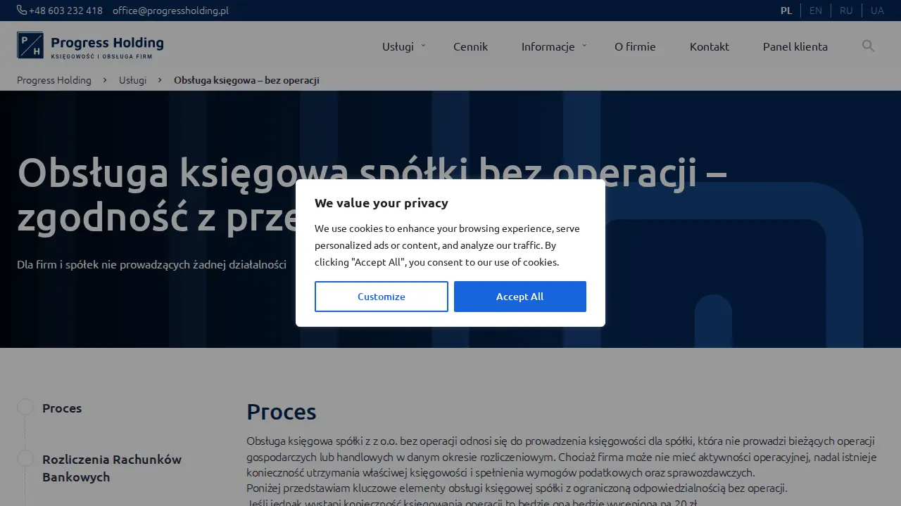 Progress Holding Sp. z o.o. - Accounting office in Poland page