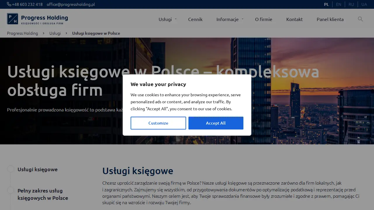 Progress Holding Sp. z o.o. - Accounting office in Poland page
