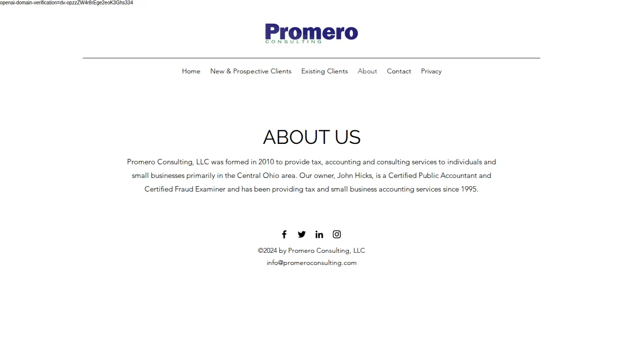 Promero Consulting, LLC page