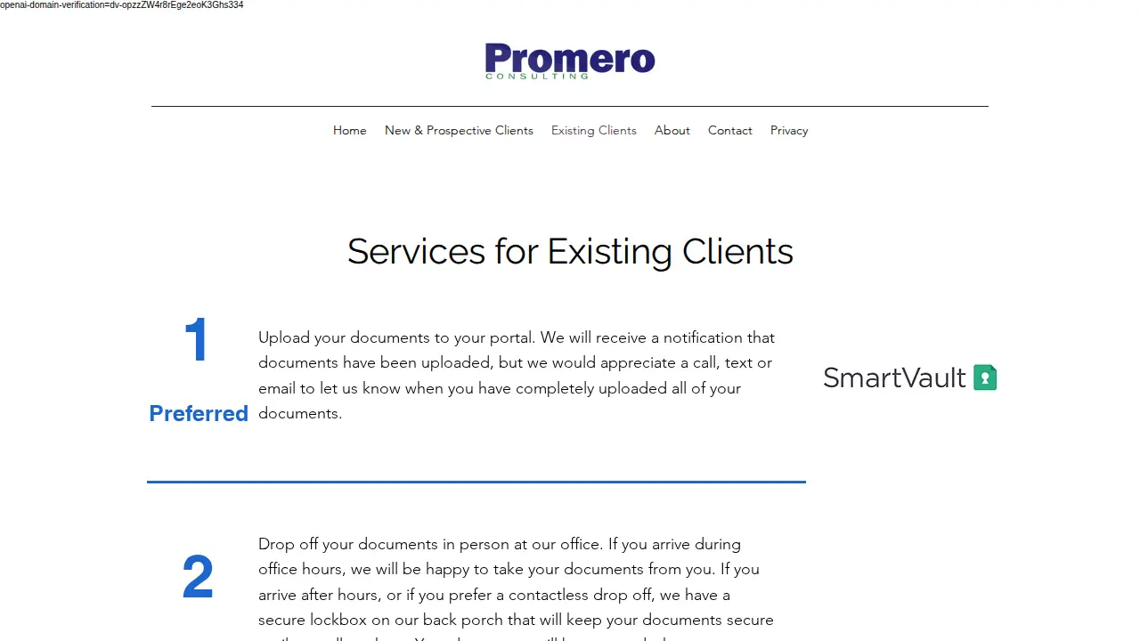 Promero Consulting, LLC page