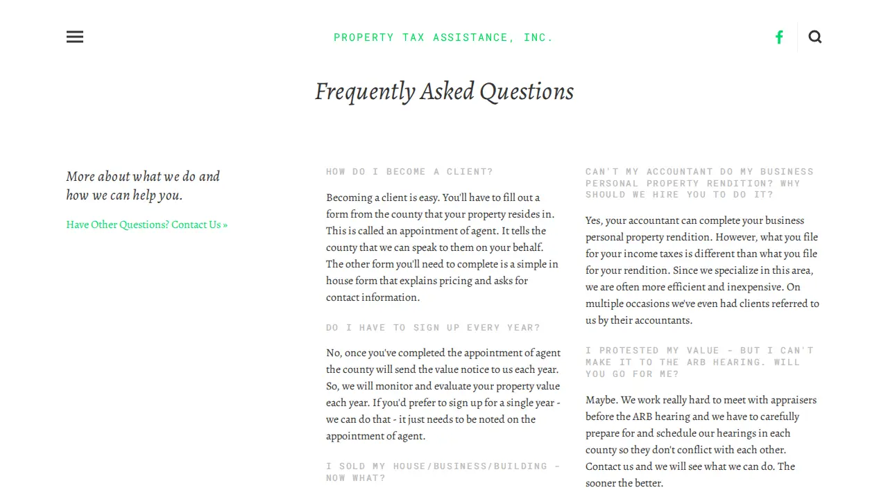 Property Tax Assistance Inc. page